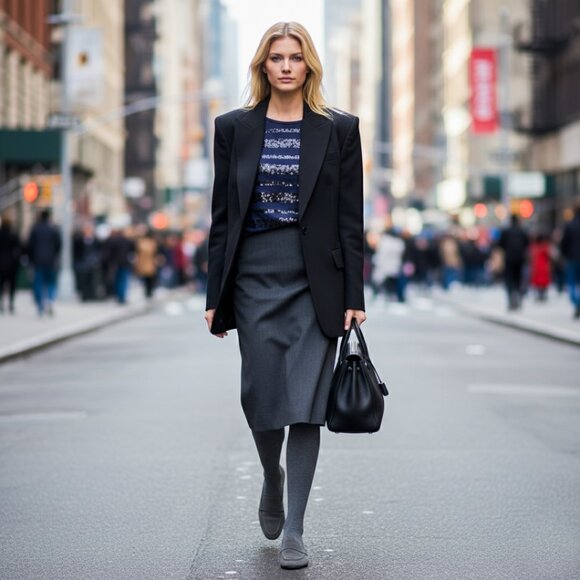 Joe Navy Blue Sequin Stripe Stretch Cotton T-Shirt | Boat Neck - Picture 6 of 16